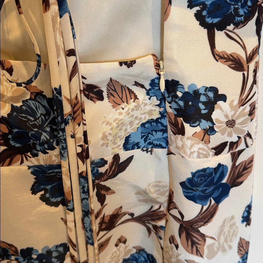 Tory Burch Cream and Blue Floral Backless Dress - Picture 8 of 16